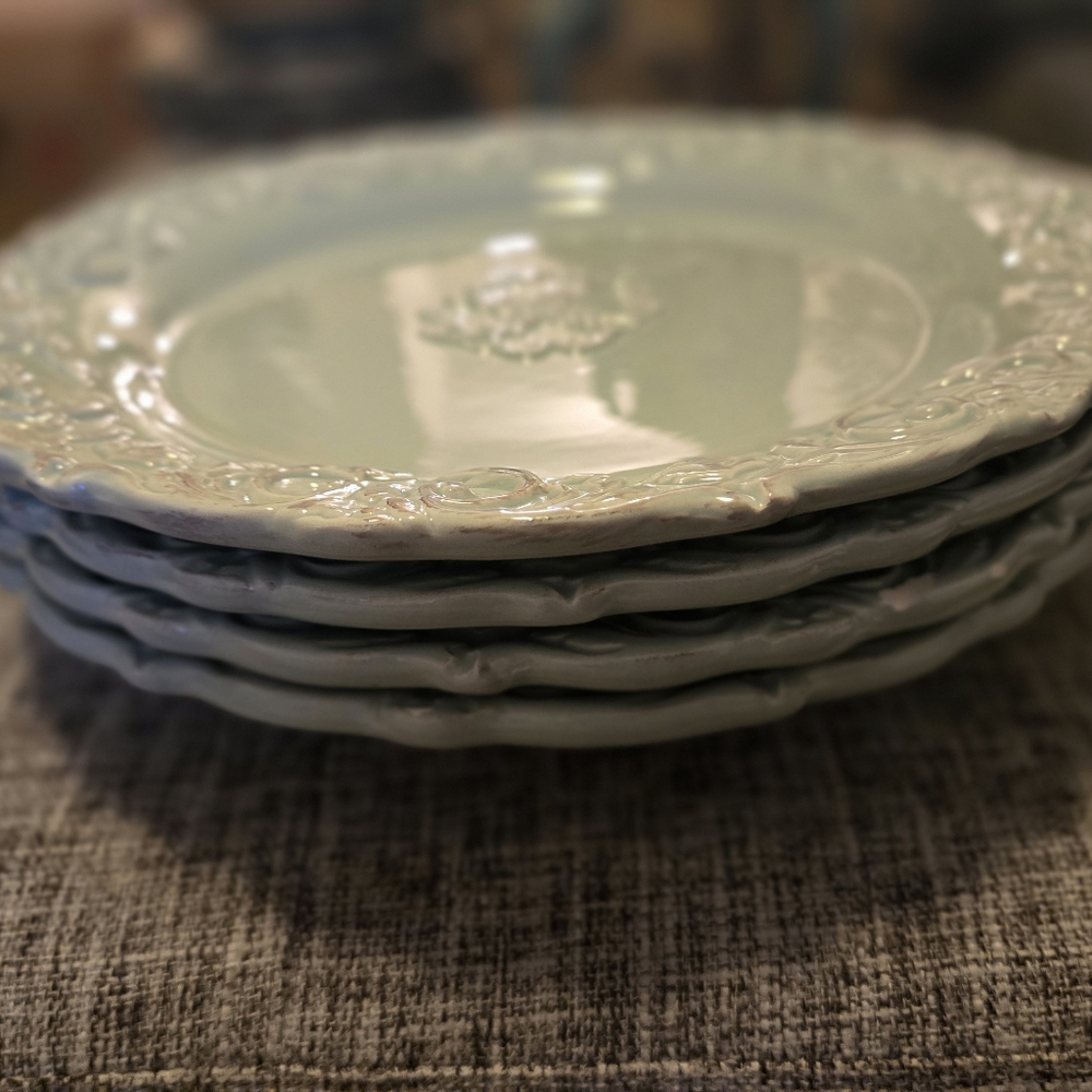 Barreveld French Country Provincial SET OF 4 Green Salad Plates Decorated